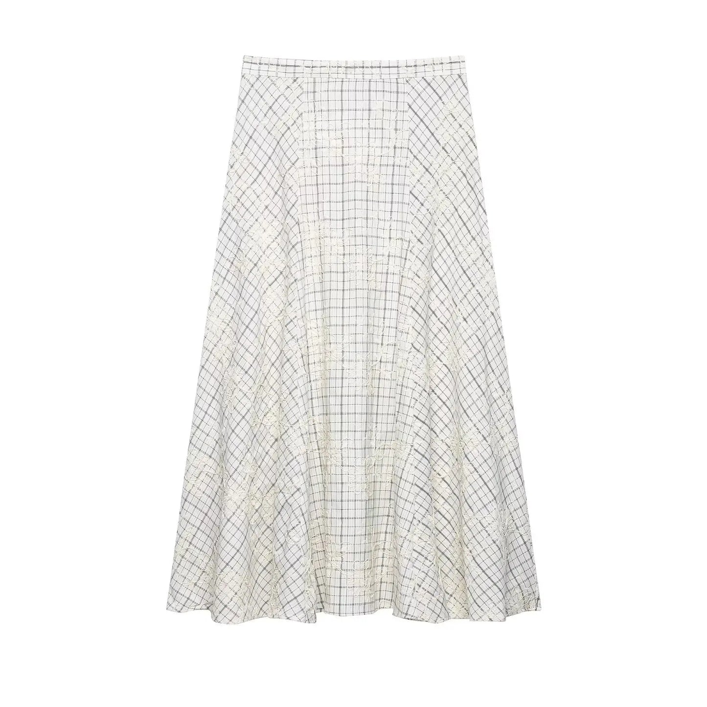TFAFXY 2026 Summer Bow Plaid Embroidered Blouse Women Sets A-line Midi Long Skirt Suits Y2K