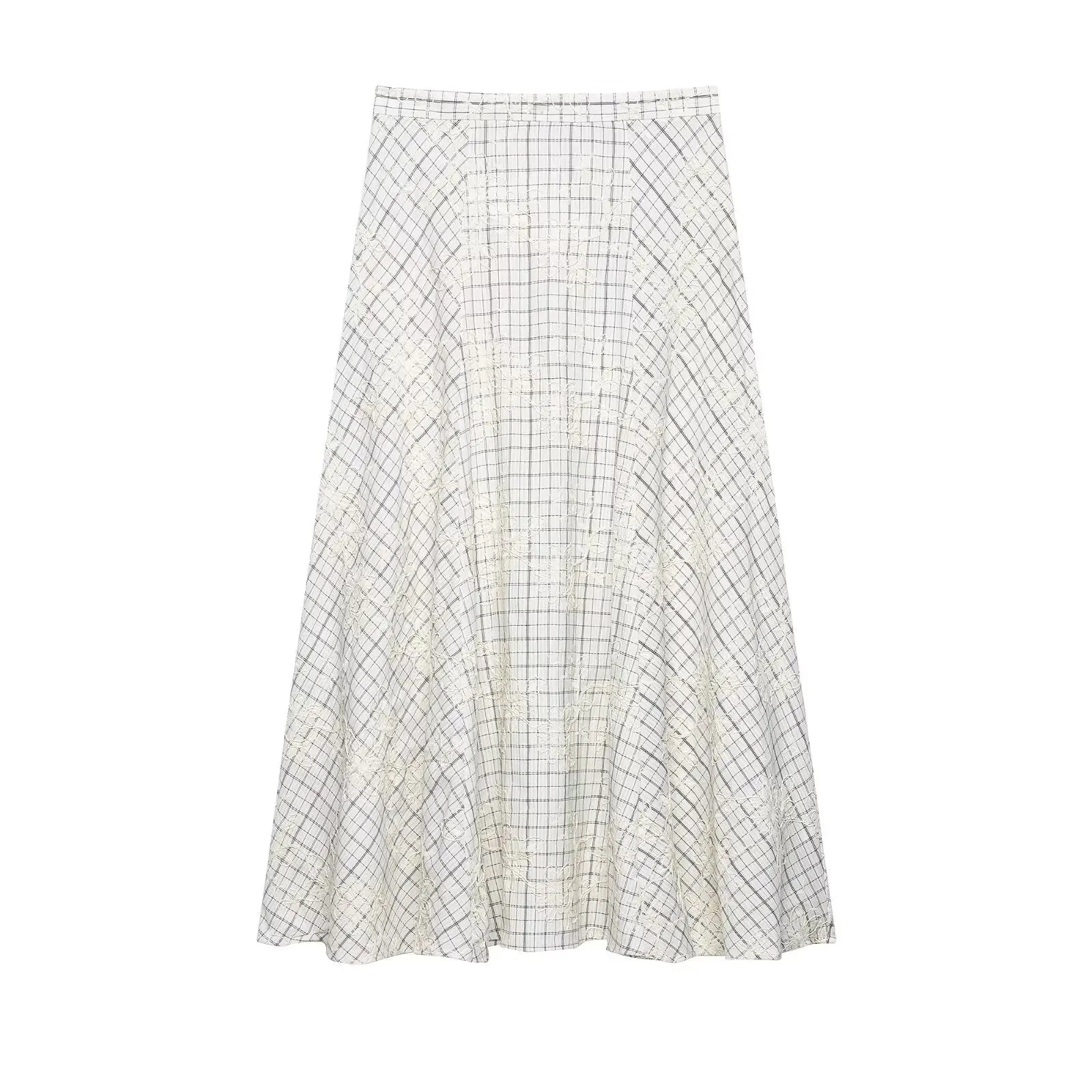 TFAFXY 2026 Summer Bow Plaid Embroidered Blouse Women Sets A-line Midi Long Skirt Suits Y2K