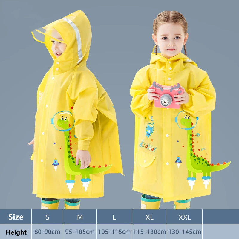 Kids Waterproof Cartoon Raincoat | Dinosaur & Unicorn