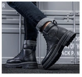 Men’s High-Top Leather Motorcycle Boots
