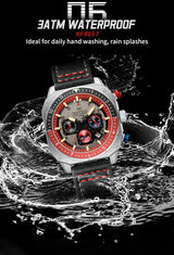NAVIFORCE Sports Multifunction Waterproof Watches for Men Fashion Leather Luxury Brand Quartz Analog Luminous Square Wrist Watch