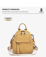 Zency Soft Genuine Leather Women Small Casual Backpack Travel Rucksack Shoulder Bag Purse Preppy Style Mochila 2025