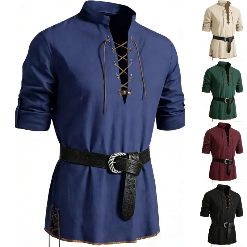 Men's Medieval Pirate Lace-Up Shirt