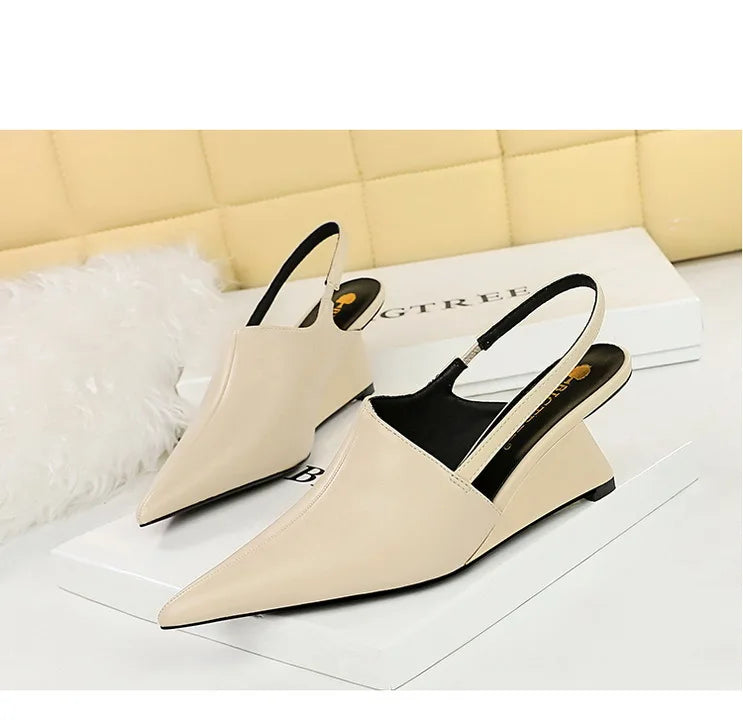 Designer Wedge Heel Sandals – Pointed Toe Women's Pumps