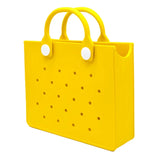 Fashion Storage EVA Large Leather Shoulder Bag Beach Tote Travel Handbag Storage for Women Casual Waterproof Bag Hole Fit Charms