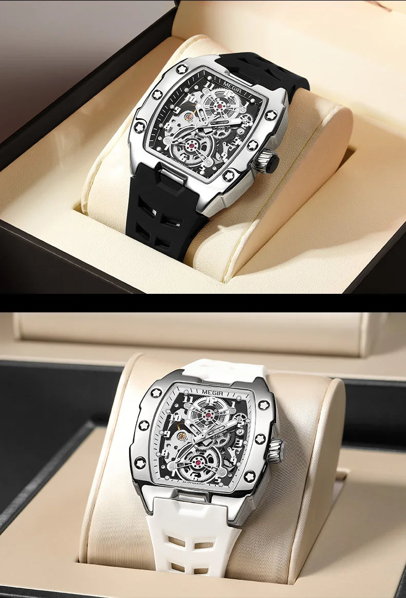 Luxury Automatic Skeleton Watch – Waterproof Silicone Sport Wristwatch