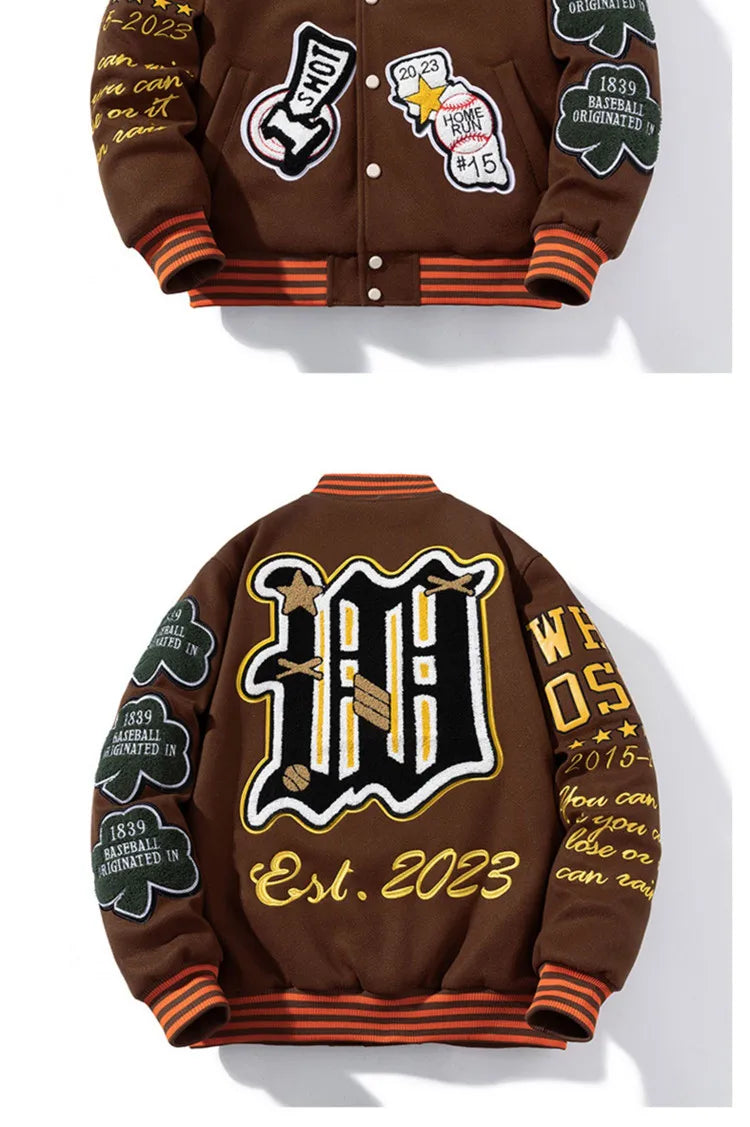 Retro Embroidery Varsity Jacket