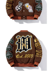 Retro Embroidery Varsity Jacket