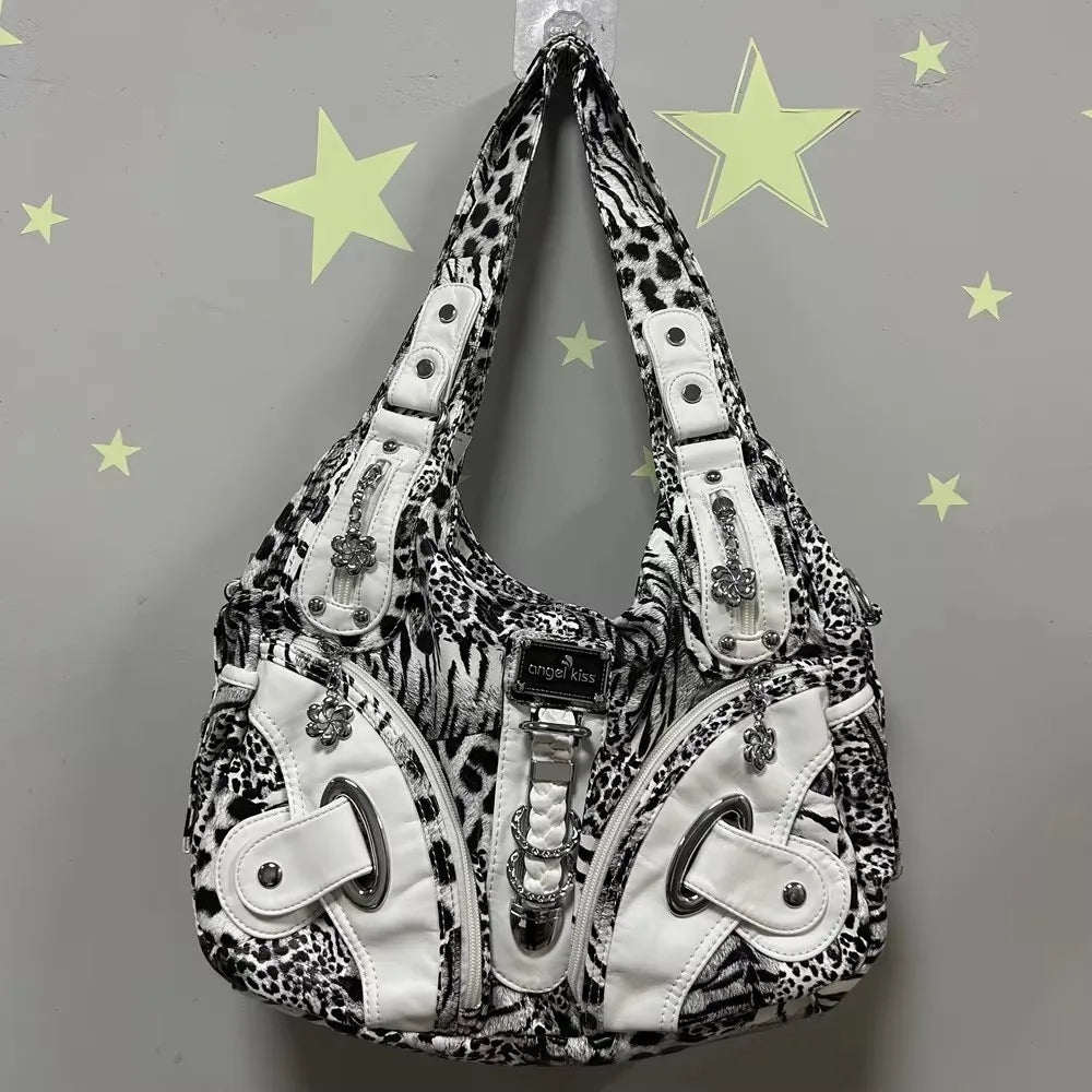 Women Handbags Fashion Leopard Shoulder Bag Large Tote Top-handle Shopping Pack Multifunctional Satchel Lady Hobos  Big Purse