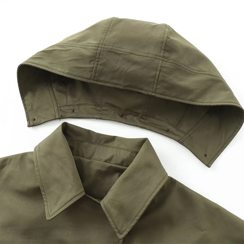 European Style Hooded Trench Jacket