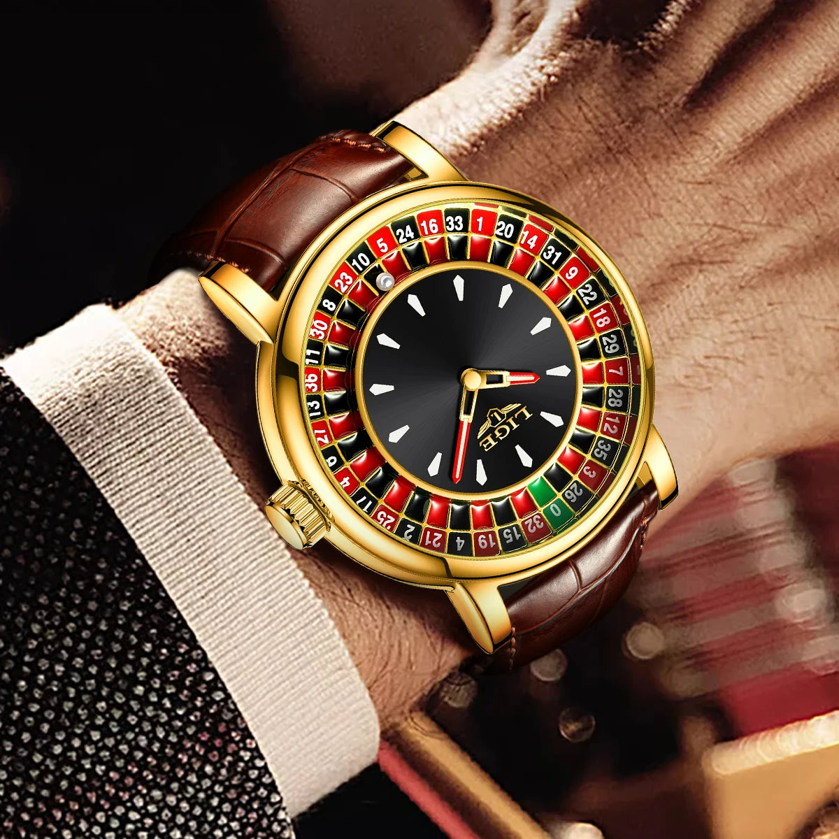 LIGE Men's Rotating Dial Quartz Watch — Luminous, Waterproof, Creative Design