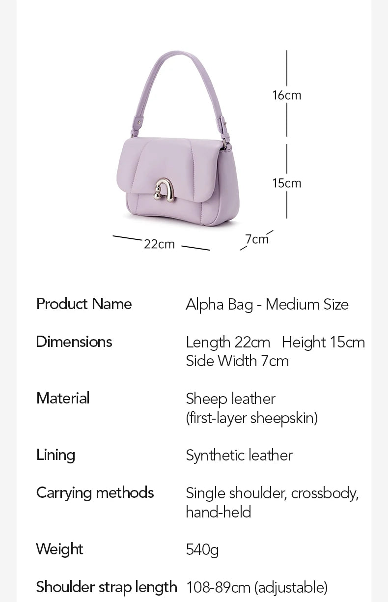 Amazing Song Alpha Bag Medium Shoulder Bag Sheep Leather