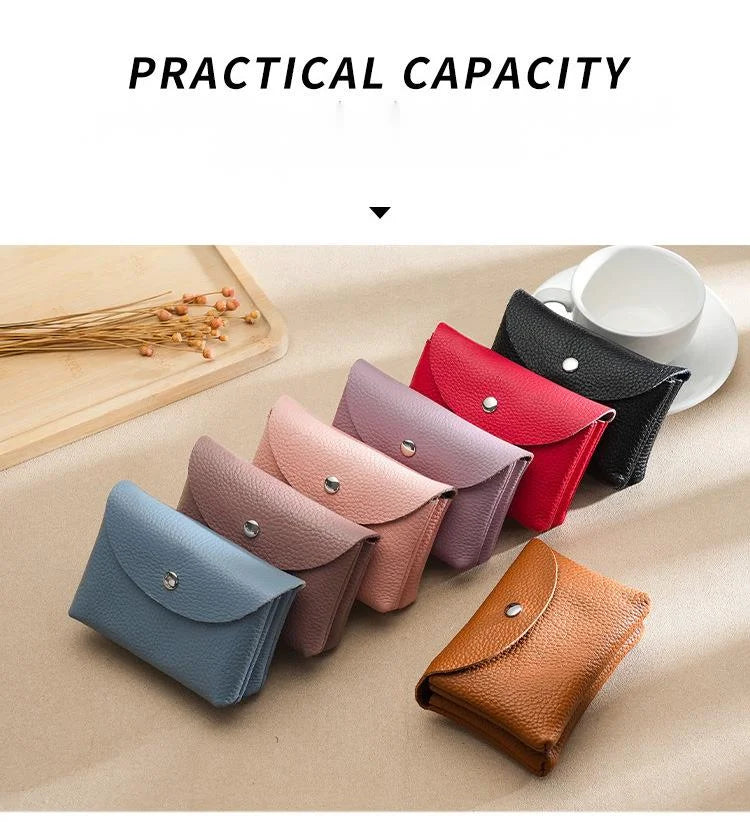 Custom Letters Fashion Women Short Wallet Genuine Leather Double Wallet Small Coin Purse Mini Credit Card Holder Key Storage Bag