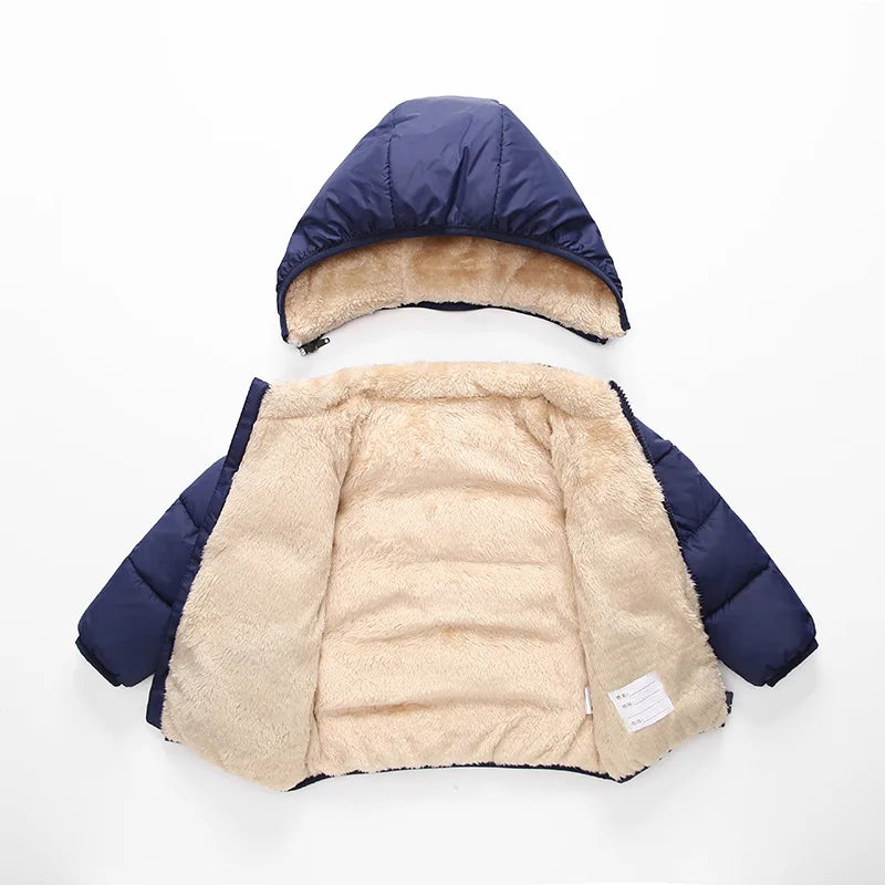 Kids’ Plush Cartoon Hooded Jacket