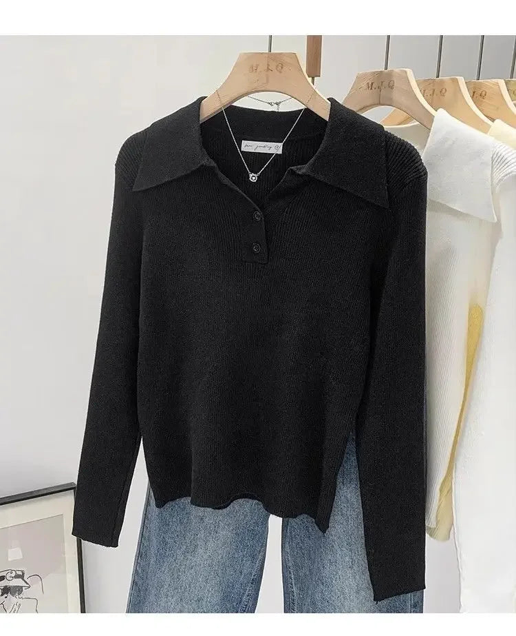Women's Polo Collar Knit Sweater