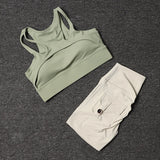 Fitness Shorts Yoga Sets Women's Tracksuit High Waist Sportswear Bra Workout Leggings Cycling Gym Shorts Sports Suit With Pocket