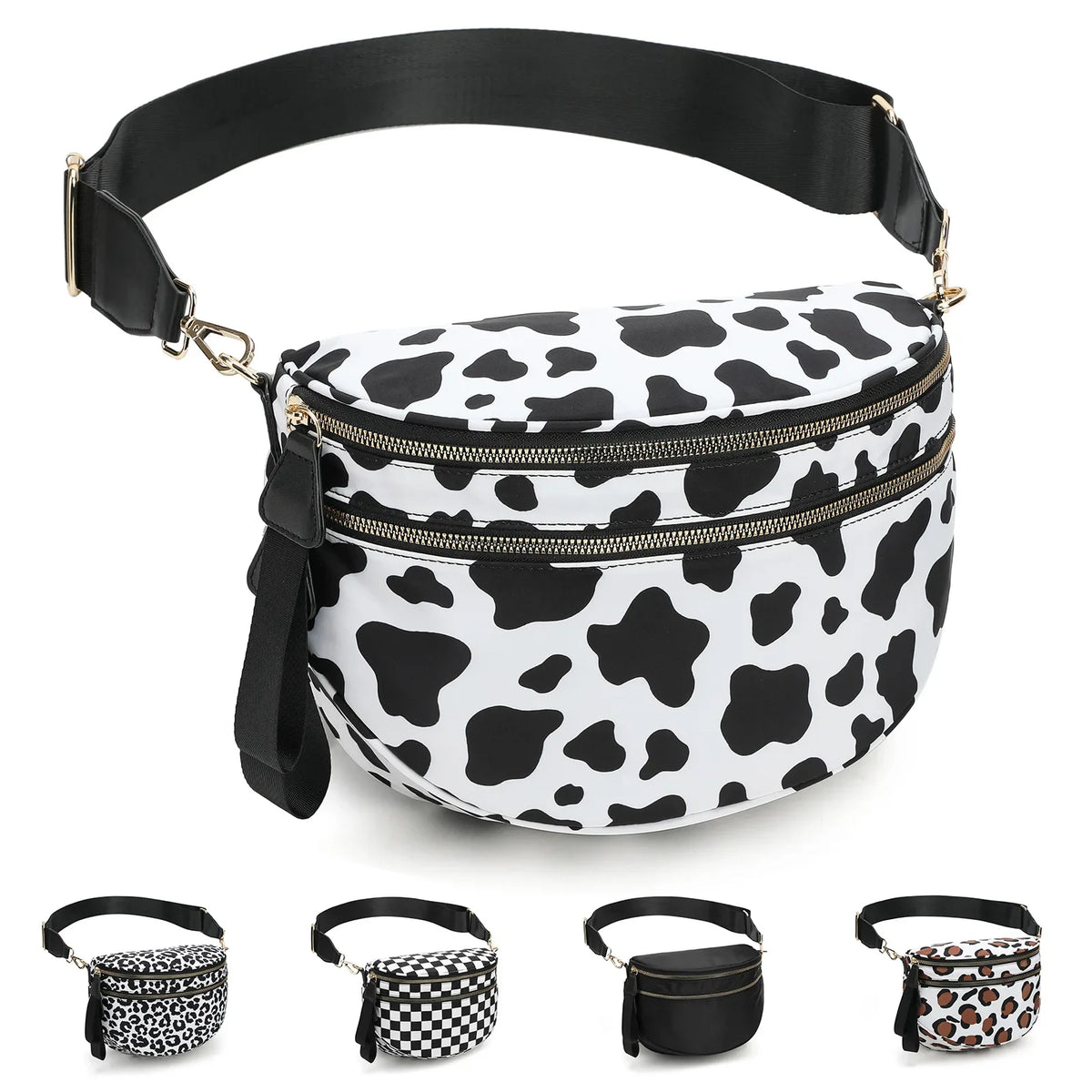 Women Checkered Bum Bag Casual Fanny Pack Large Capacity Crossbody Adjustable Strap Simple Shoulder Mommy Bag Daily Travel Tote
