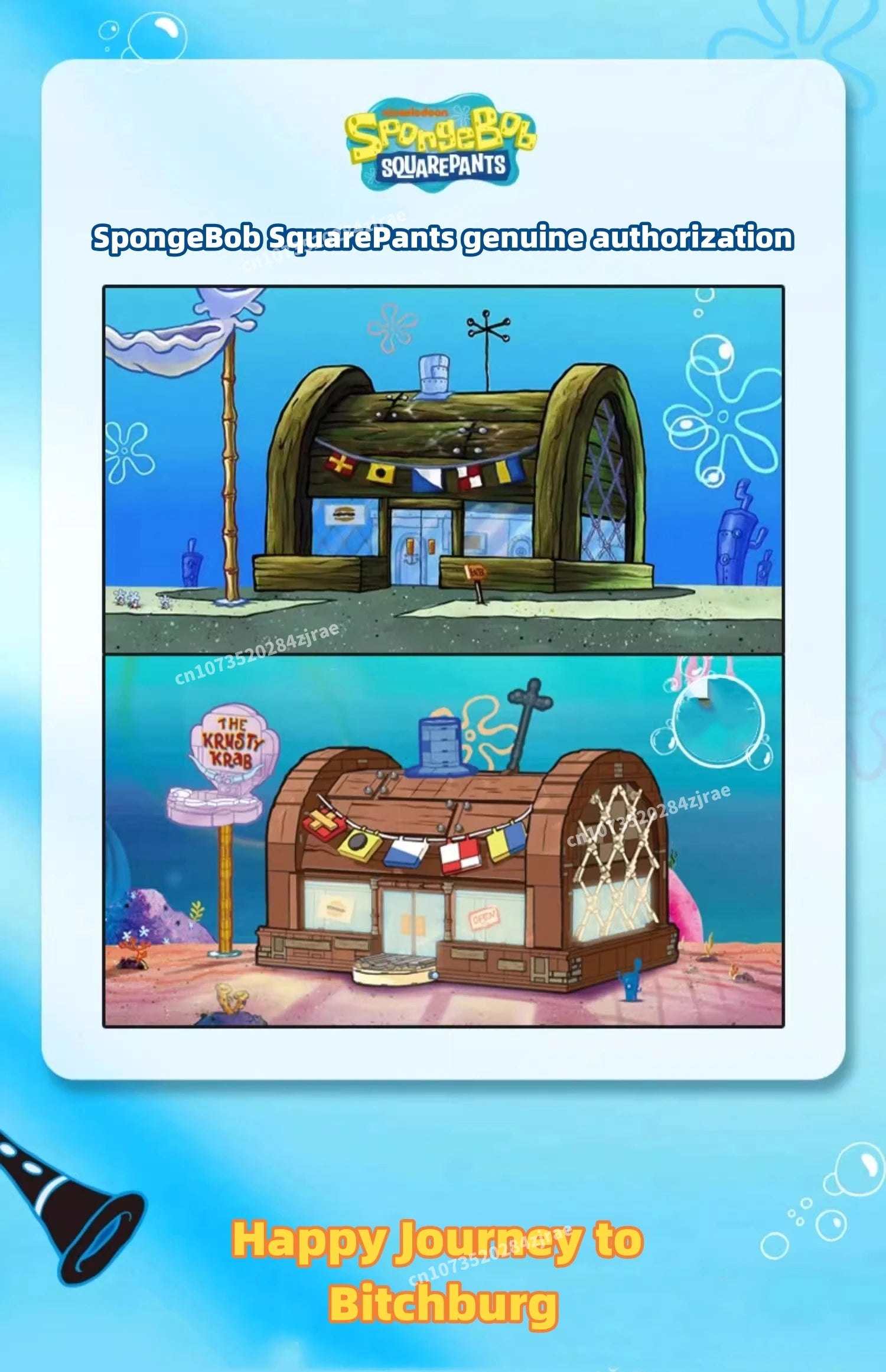 Spongebob Building Block Cartoon Krusty Krab Creative Restaurant Scene Model Patrick Star Assembly Toy Children's Birthday Gift