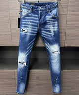 ICON BRAND D2 Men Jeans Denim Pants Hole Slim Pencil Trousers Metal Buttons Party Classics Fashionable Black DSQ2 JENAS