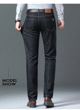 Winter Men's Fleece Thick Sherpa Jeans Business Casual Velvet Straight Denim Pants Male Wool Plush Classic Stretch Trousers