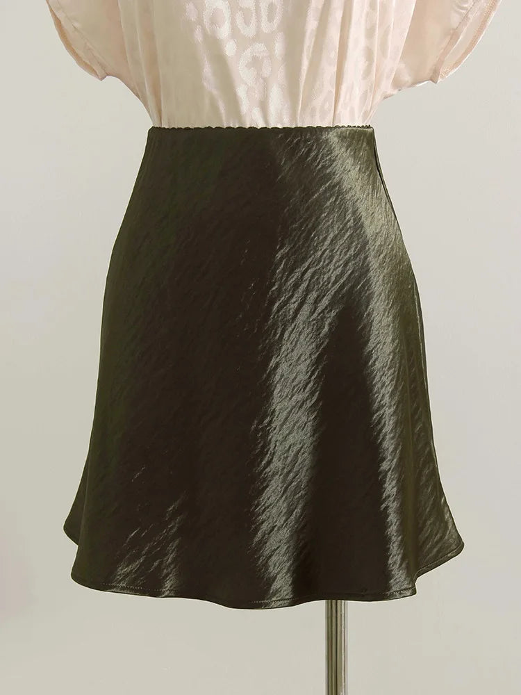 Women's Satin A-Line Mini Skirt | High Waist Office Style