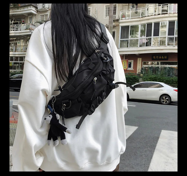 2024 Techwear Style Punk Hip Hop Single Shoulder Crossbody Bag Men Women Street Vintage Chest Bag Casual Sport Fanny Pack