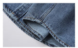 Mens High Quality Custom Weave Slub Deconstructed Patchwork Denim Shirt Trendy Distressed Wash Streetwear Casual Long Sleeve