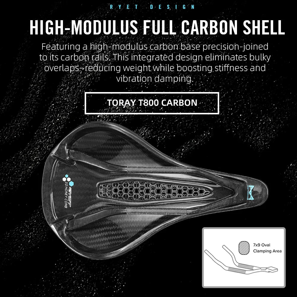 RYET Carbon 3D Printed Bike Saddle 145/155mm