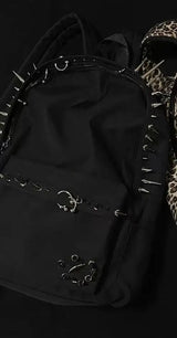 Punk Rivet Leopard Print Backpack Men's Bag Large Capacity Fashion Backpacks for Women