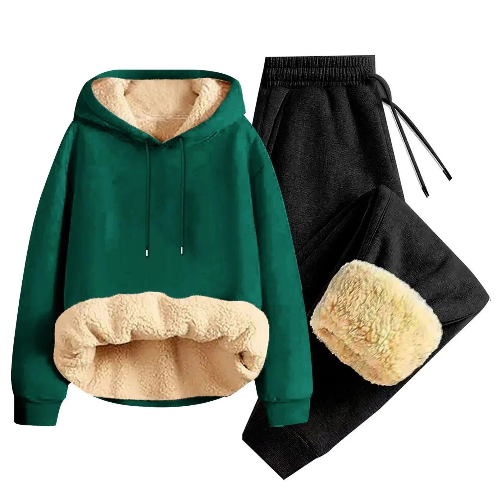 Men’s Thickened Lamb Velvet Hoodie Set