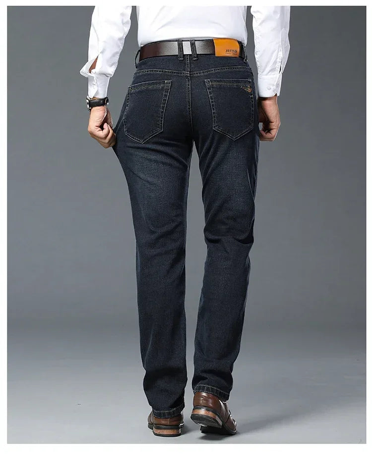 Men's Classic Straight-Leg Denim Jeans | Blue & Black