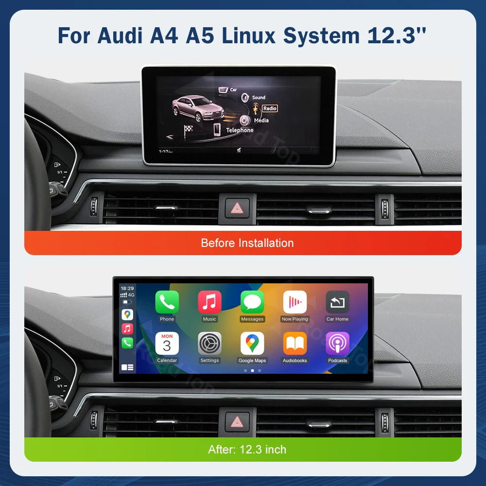 12.3" Audi A4/A5/S4/S5 Multimedia Touch Screen – Wireless CarPlay & Android Auto