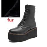 Genuine Leather Winter Wedge Boots
