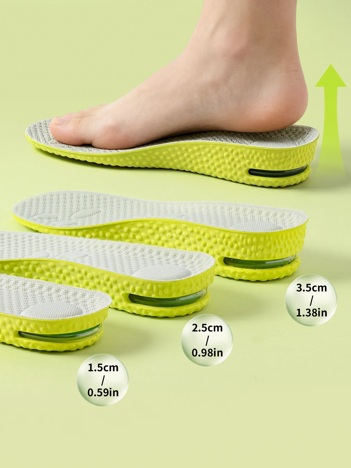 1Pair/3Pairs Height Increasing Insoles with Air Cushion Latex High Elasticity Comfortable Shoe Inserts for Comfort