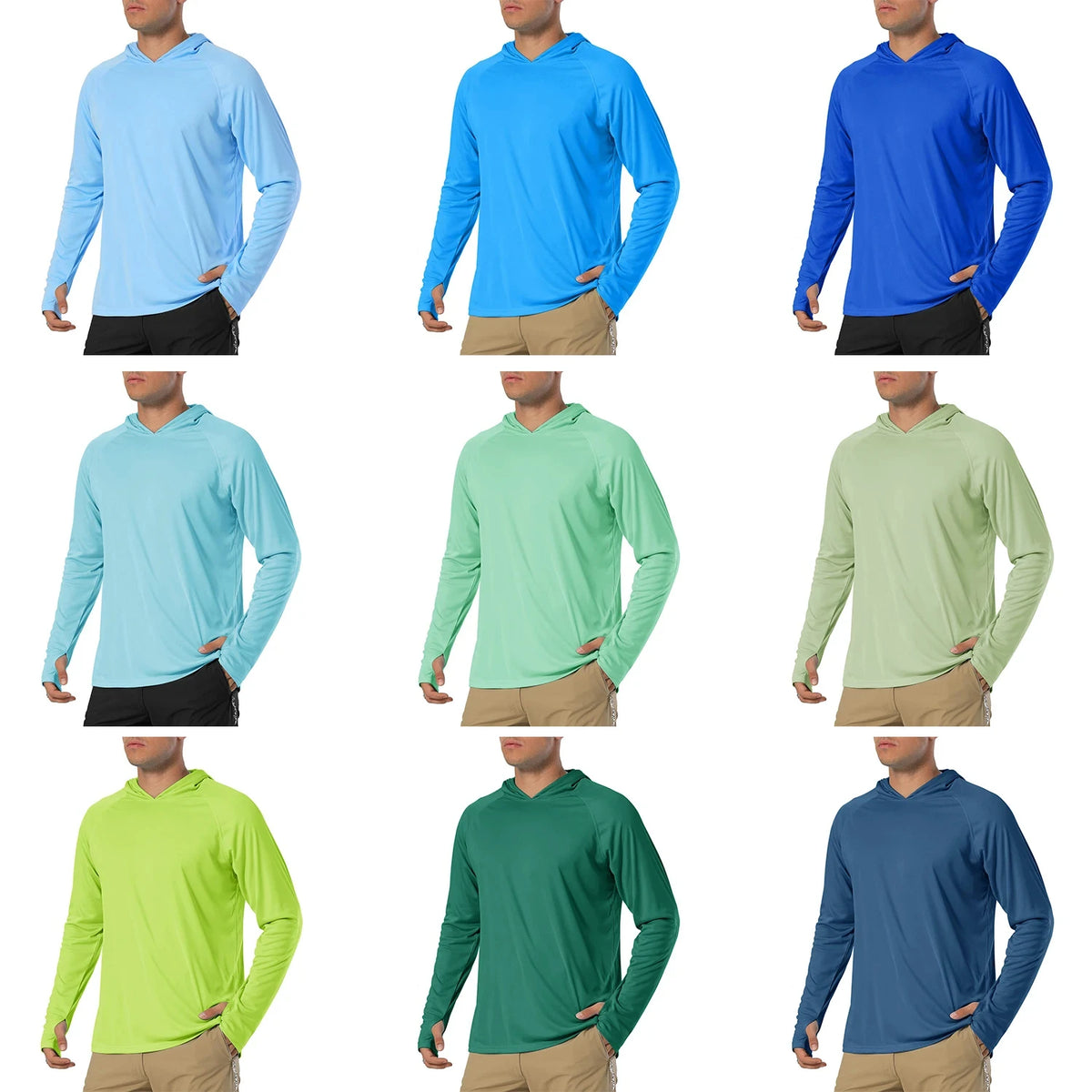 TACVASEN Men's Quick-Dry Long Sleeve Hooded T-Shirt