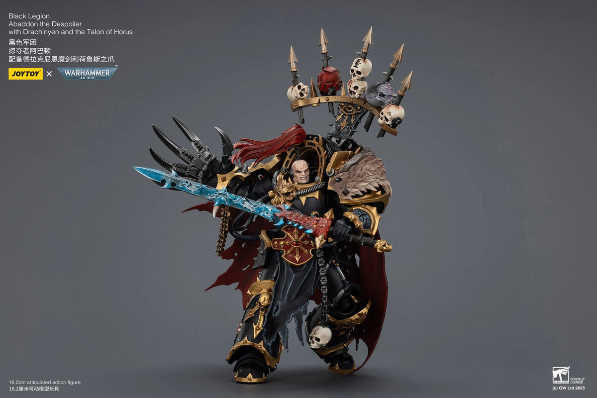 JOYTOY Warhammer 40k 1/18 Action Figures Black Legion Abaddon the Despoiler with Drach'nyen and the Talon of Horus