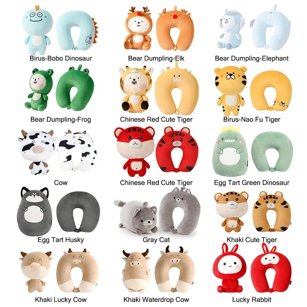 2-in-1 Cartoon Animal Travel Neck Pillow | U-Shape