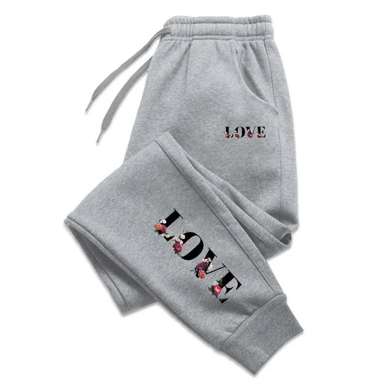Women's LOVE Print Joggers with Pockets