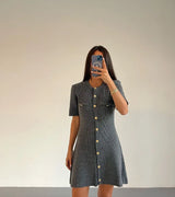 Elegant Ribbed Knit Mini Dress