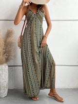 Boho Ethnic Frill Trim Maxi Dress