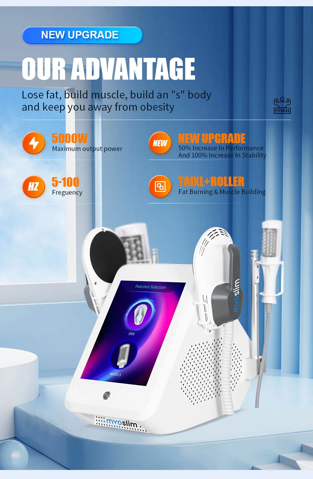 EMSzero EMS Body Sculpt Machine With 360° RF Roller 2-in-1 Muscle Gainer Slimming Fitness Massage Health And Beauty Equipment