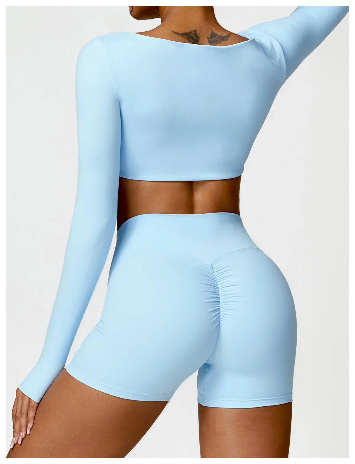 2-Piece Women's High-Waist Yoga Set – Seamless Long Sleeve Workout Suit