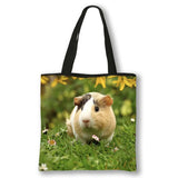 Kawaii Pet Guinea Pig Hamster Print Shoulder Bag Women Casual Handbags Large Capacity Totes Bag Eco Reusable Shopping Bags Gift