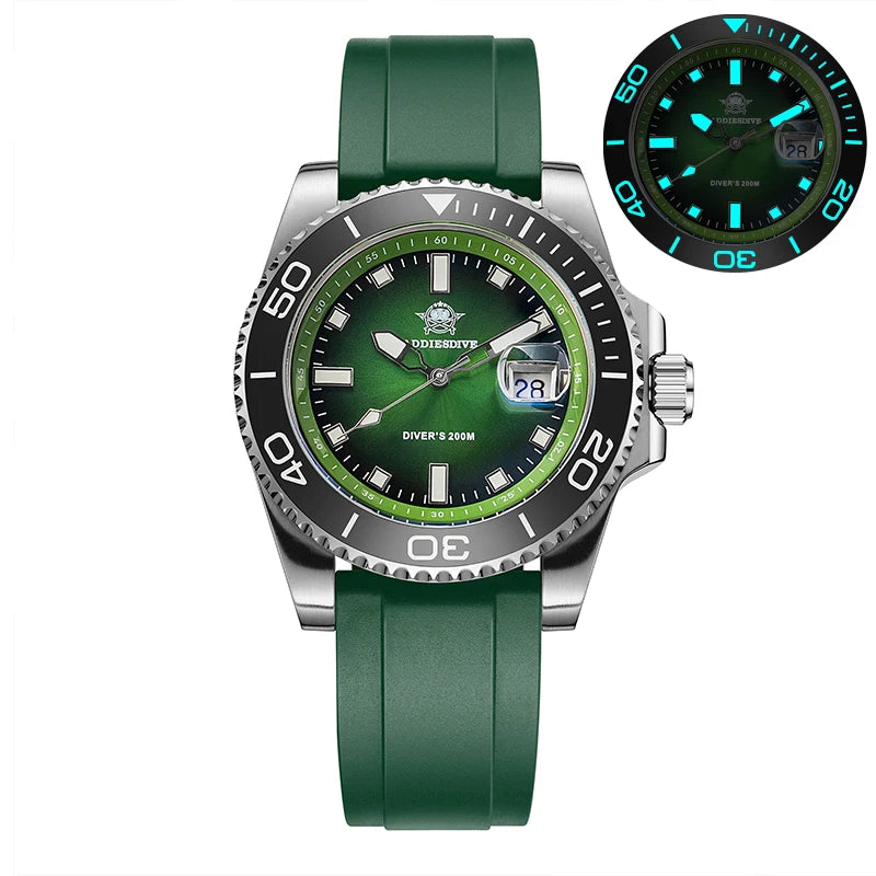 ADDIESDIVE Quartz Watch Men Ceramic Bezel 41mm Gradient Orange Dial AR Coated Glass Luminous Waterproof 200m Diving Watch New