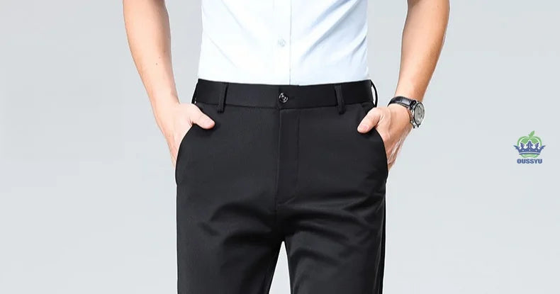 Men's Stretch Suit Pants — Slim Straight Business Formal Trousers