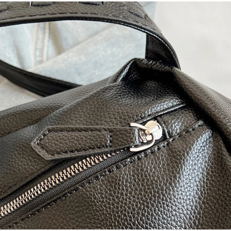 Large Capacity Solid Color Crossbody Shoulder Bag, Fashion Casual Versatile Shopper Tote Bag,Black/White Elegant Women Handbag