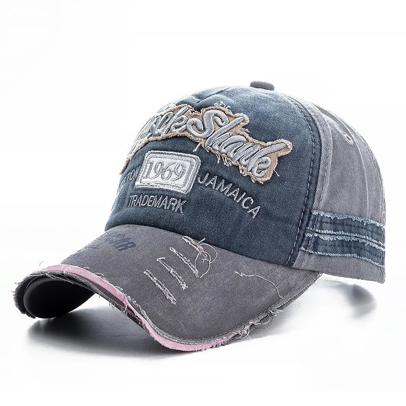 Washed Cotton Baseball Cap with Letter Detail
