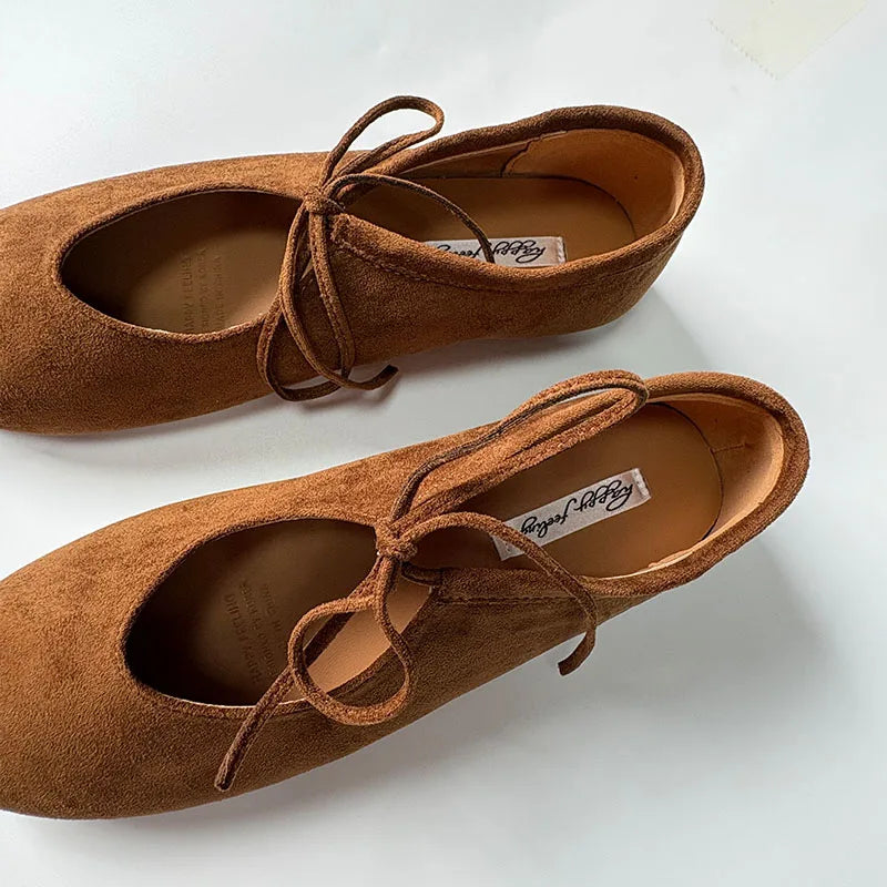 Round Toe Mary Jane Flats with Butterfly Knot