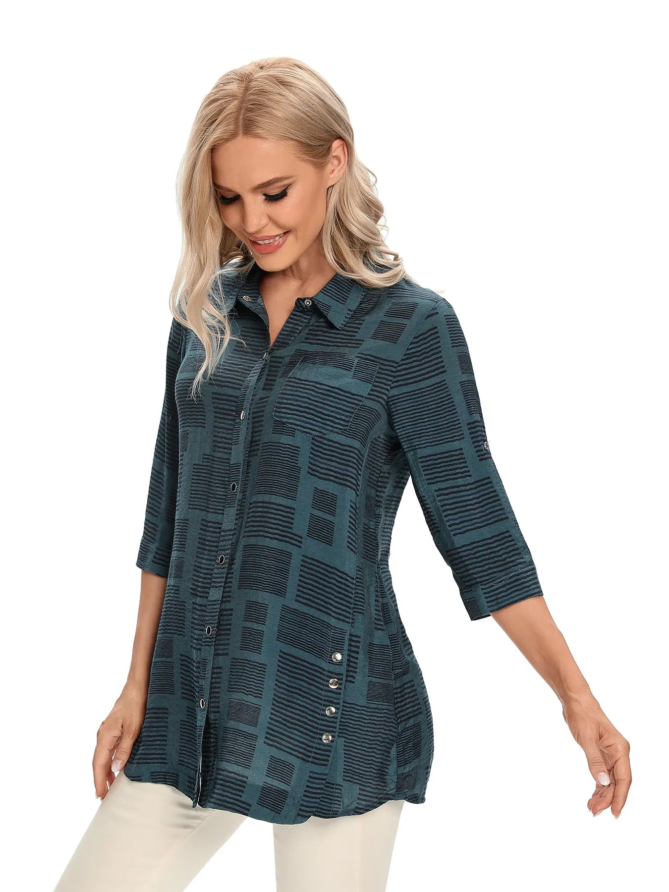 Unisex Plaid Loose-Fit Open-Front Casual Shirt
