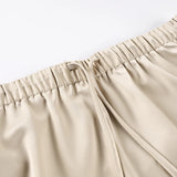 Linad Lace Satin Mini Skirt – Drawstring High Waist